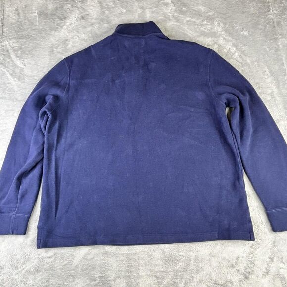 Polo Ralph Lauren Sweater Mens XL Blue Half Zip Pullover Cotton Knit Pony Logo - Picture 10 of 11